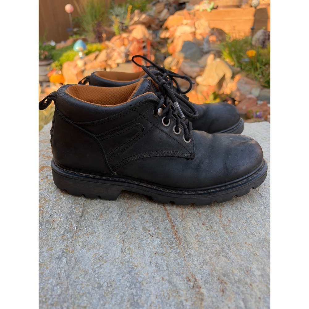 Duluth Trading Co Mens Black Leather Work Boots Oil Resistant Non-Marking  8.5